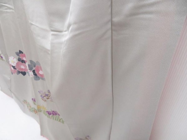 Photo4: 4803T09z990  Japanese Kimono Silk TSUKESAGE Camellia Gray (4)