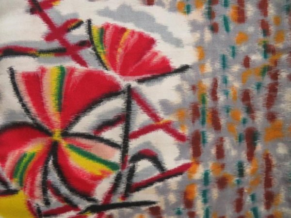 Photo5: 4805T10z440 Vintage Japanese Kimono Silk MEISEN HAORI Flower Brown (5)