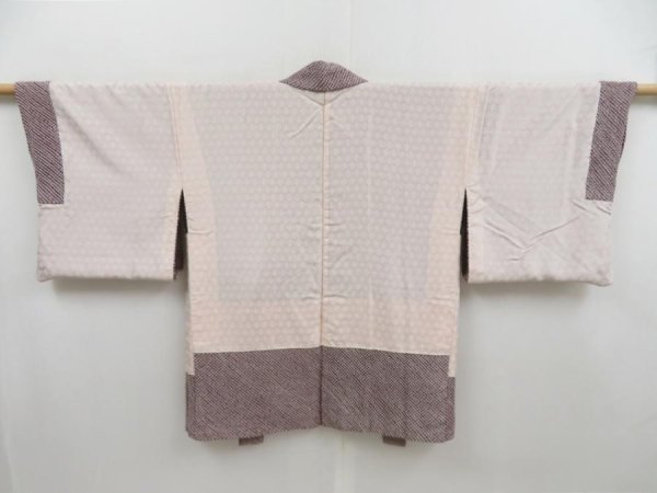 Photo5: 4806T05z520 Vintage Japanese Kimono Silk SHIBORI HAORI  Grape-Brown (5)