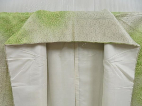 Photo8: 4806T10z690 Vintage Japanese Kimono Silk KOMON Hemp Soft green (8)