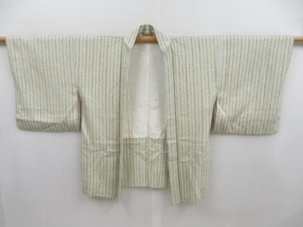 Photo5: 4810T05z460 Vintage Japanese Kimono Silk SHIBORI HAORI  Soft green (5)