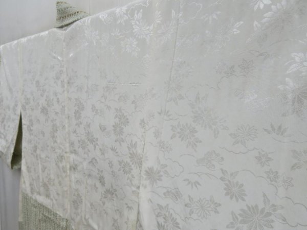 Photo8: 4810T05z460 Vintage Japanese Kimono Silk SHIBORI HAORI  Soft green (8)