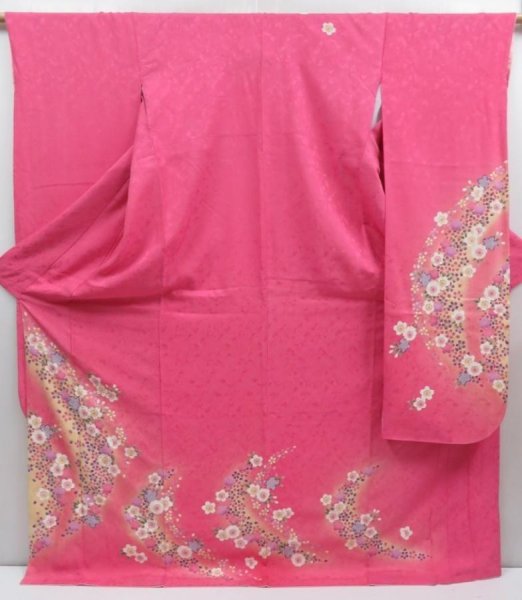 Photo1: 4810T09z1150  Japanese Kimono Silk FURISODE Sakura Pink-Purple (1)