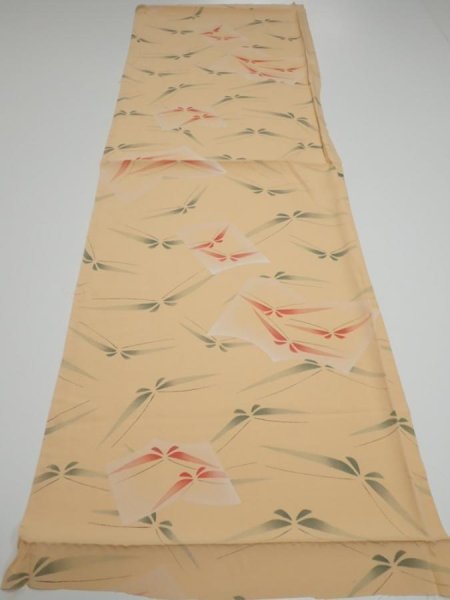 Photo5: 2A01z60  Japanese Kimono Silk  FABRIC Butterfly Light orange 40.9x14.2 (5)