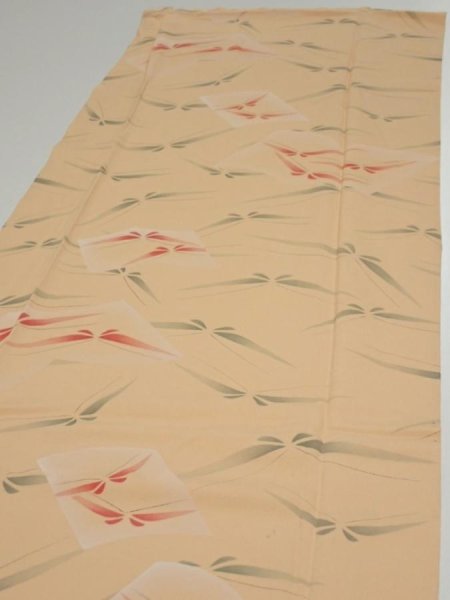 Photo3: 2A04z90  Japanese Kimono Silk  FABRIC Butterfly Light orange 63.0x14.2 (3)
