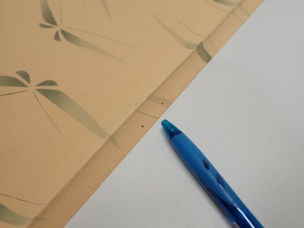 Photo6: 2A05z90  Japanese Kimono Silk  FABRIC Butterfly Light orange 62.2x14.2 (6)