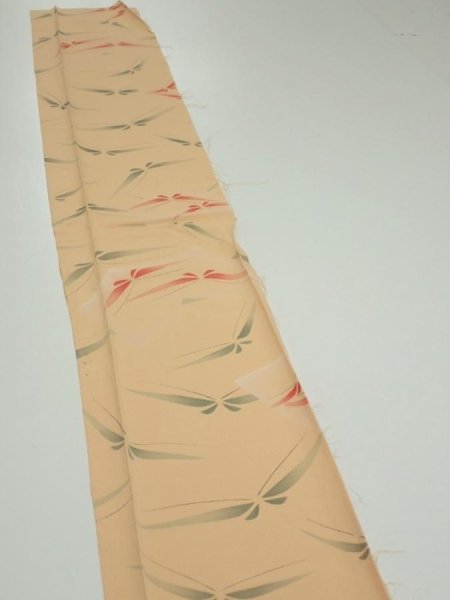 Photo3: 2A07z40  Japanese Kimono Silk  FABRIC Butterfly Light orange 55.9x7.1 (3)