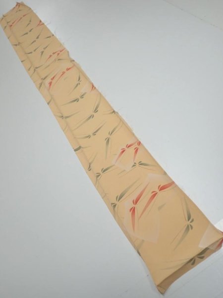 Photo5: 2A07z40  Japanese Kimono Silk  FABRIC Butterfly Light orange 55.9x7.1 (5)
