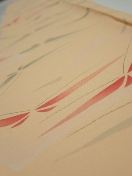 Photo4: 2A08z40  Japanese Kimono Silk  FABRIC Butterfly Light orange 55.9x7.1 (4)