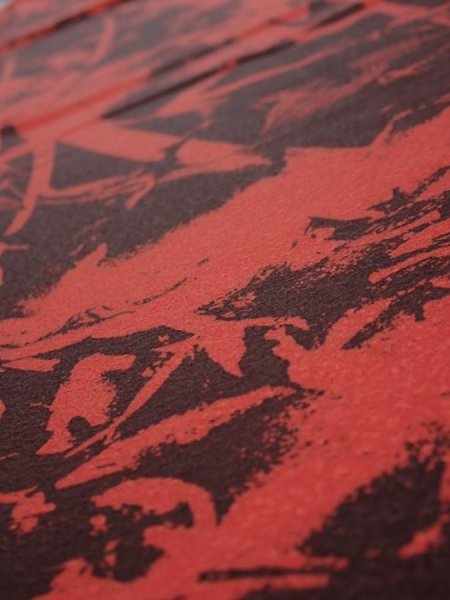 Photo4: 2B03z100  Japanese Kimono Silk  FABRIC Bamboo Dark orange 64.6x14.4 (4)