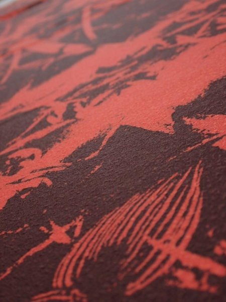 Photo4: 2B05z90  Japanese Kimono Silk  FABRIC Bamboo Dark orange 63.0x14.4 (4)