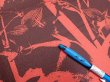 Photo8: 2B05z90  Japanese Kimono Silk  FABRIC Bamboo Dark orange 63.0x14.4 (8)