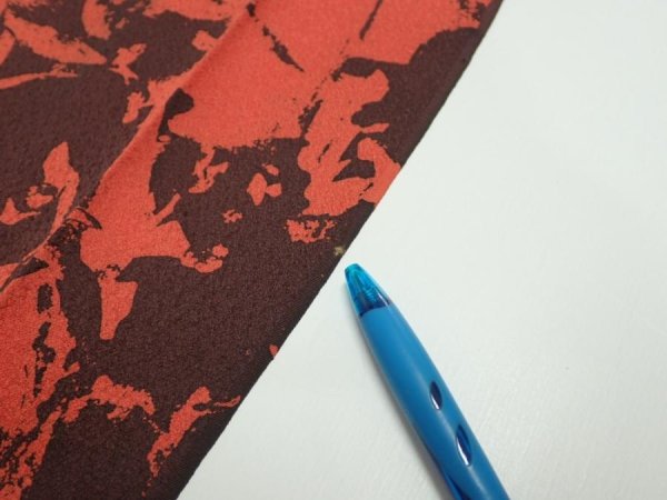 Photo5: 2B10z30  Japanese Kimono Silk  FABRIC Bamboo Dark orange 32.3x7.1 (5)