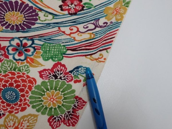 Photo9: 1V02z70  Japanese Kimono Crepe Silk  FABRIC Kyo-bingata Green 43.3x14.4 (9)