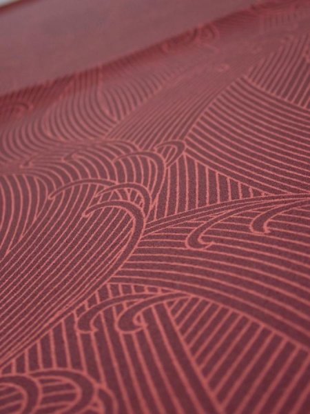 Photo4: 1V02z60  Japanese Kimono Silk  FABRIC Tidal wave Brown 42.9x14.6 (4)