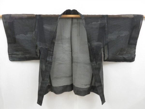 Photo5: 4812T05z340  Japanese Kimono Synthetic See through HAORI Cloud Black (5)