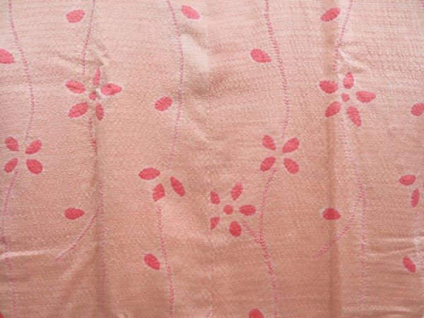 Photo3: 4813T04z580 Vintage Japanese Kimono Silk HAORI COAT Flower Peach (3)