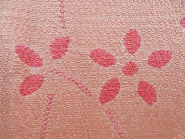 Photo4: 4813T04z580 Vintage Japanese Kimono Silk HAORI COAT Flower Peach (4)