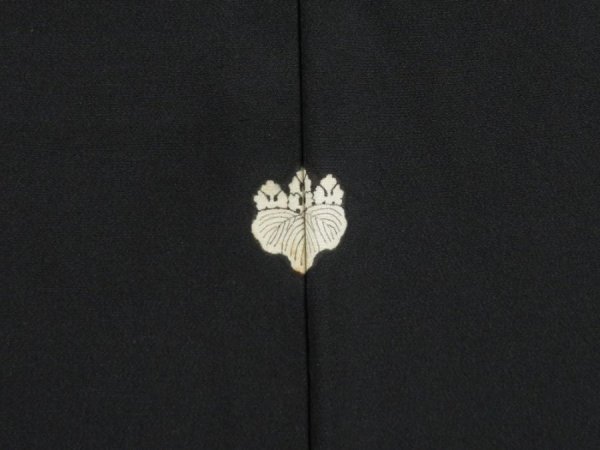 Photo5: 4813T07z540 Vintage Japanese Kimono Silk HAORI Flowers Black (5)