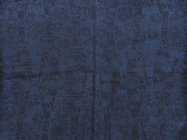 Photo5: 4816T12z1060 Vintage Japanese Kimono Silk TSUMUGI Flowers Steel blue (5)