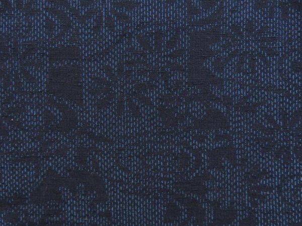 Photo6: 4816T12z1060 Vintage Japanese Kimono Silk TSUMUGI Flowers Steel blue (6)