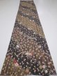 Photo8: 2R03z90  Japanese Kimono Silk  FABRIC Sakura Dark gray 67.7x14.8 (8)