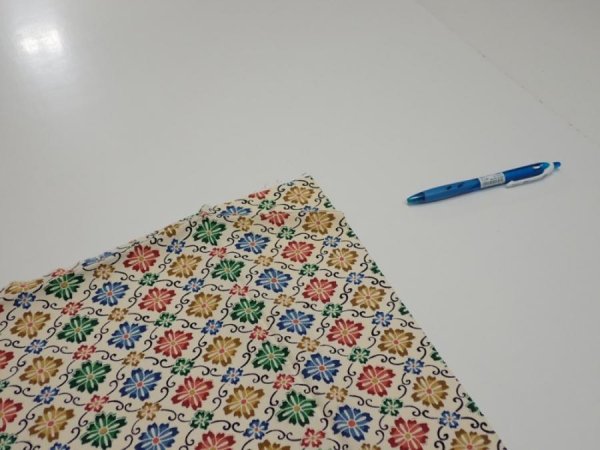 Photo5: 2R03z90  Japanese Kimono Silk  FABRIC Flower Off-white 63.8x14.4 (5)