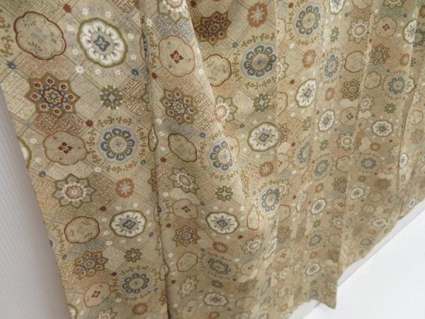 Photo3: 4817T13z920 Vintage Japanese Kimono Silk KOMON  Sand beige (3)