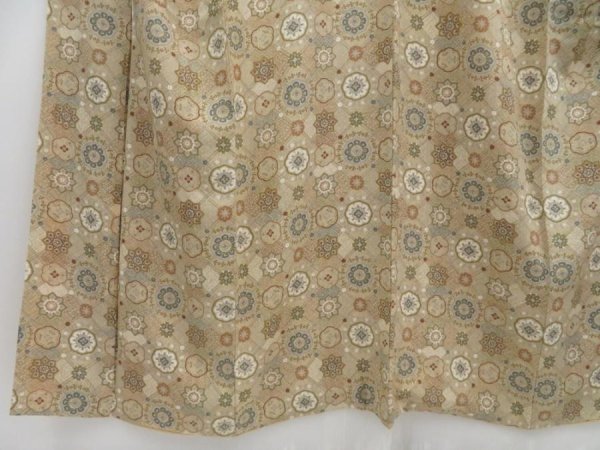 Photo4: 4817T13z920 Vintage Japanese Kimono Silk KOMON  Sand beige (4)