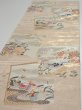 Photo3: 1D01z230  Japanese Kimono Silk Obi FABRIC material Birds Beige-Gold 60.6x12.2 (3)