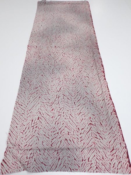 Photo5: 1Z02z60  Japanese Kimono Silk  FABRIC Mokume shibori Gray 43.3x14.8 (5)