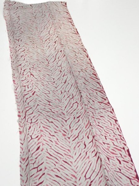 Photo3: 1Z10z30  Japanese Kimono Silk  FABRIC Mokume shibori Gray 37.8x7.3 (3)