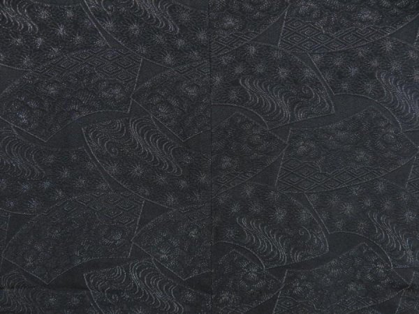 Photo3: 4819T03z670 Vintage Japanese Kimono Silk HAORI Jigami Black (3)