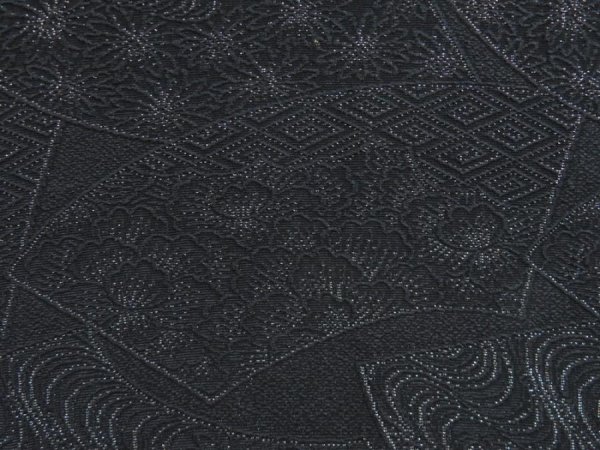 Photo4: 4819T03z670 Vintage Japanese Kimono Silk HAORI Jigami Black (4)