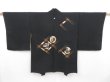 Photo1: 4820T01z640 Vintage Japanese Kimono Silk HAORI Flowers Black (1)