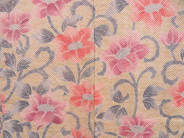 Photo3: 4820T08z610 Vintage Japanese Kimono Silk SHIBORI HAORI Flower Champagne (3)