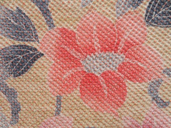 Photo4: 4820T08z610 Vintage Japanese Kimono Silk SHIBORI HAORI Flower Champagne (4)