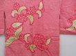 Photo3: 4820T10z470 Vintage Japanese Kimono Silk SHIBORI HAORI Flower Red-Pink (3)