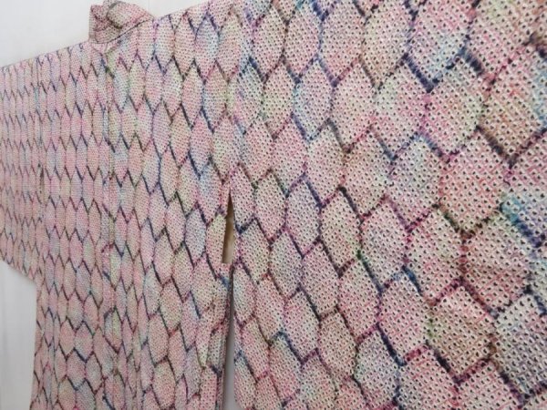 Photo2: 4820T14z420 Vintage Japanese Kimono Silk SHIBORI HAORI Kikko Light purple (2)