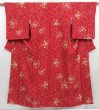 Photo1: 4824T01z830 Vintage Japanese Kimono Silk TSUMUGI Rose Dull red (1)
