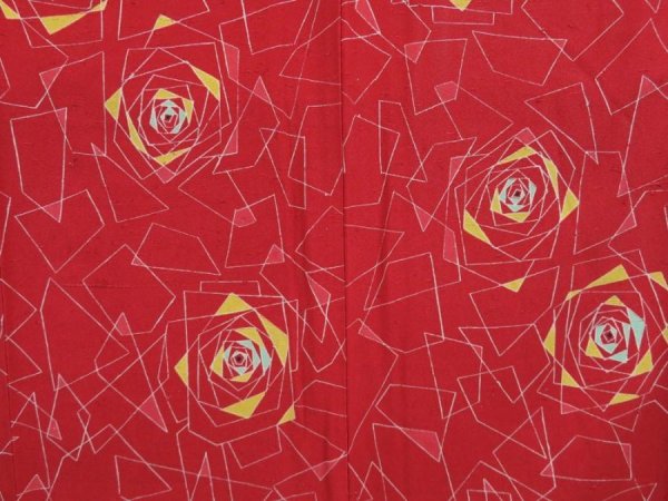 Photo5: 4824T01z830 Vintage Japanese Kimono Silk TSUMUGI Rose Dull red (5)
