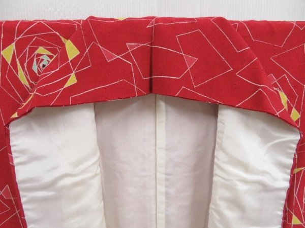 Photo7: 4824T01z830 Vintage Japanese Kimono Silk TSUMUGI Rose Dull red (7)