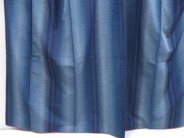 Photo4: 4824T08z790 Vintage Japanese Kimono Silk TSUMUGI  Navy (4)