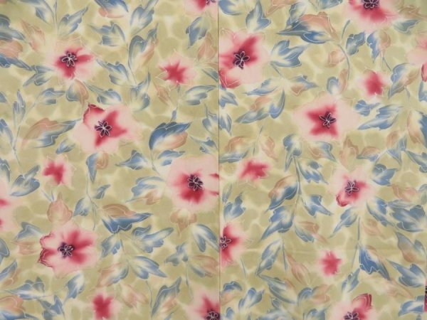 Photo3: 4916T07z500 Vintage Japanese Kimono Silk HAORI Flower Green-Gray (3)