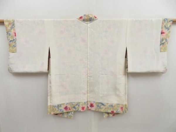 Photo6: 4916T07z500 Vintage Japanese Kimono Silk HAORI Flower Green-Gray (6)