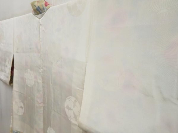 Photo7: 4916T07z500 Vintage Japanese Kimono Silk HAORI Flower Green-Gray (7)