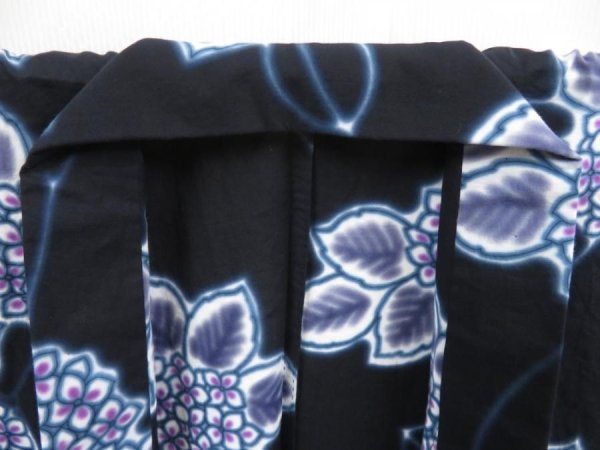 Photo7: 4917T13z470  Japanese Kimono Cotton YUKATA Hydrangea Dark navy (7)