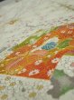 Photo4: 2E02z60  Japanese Kimono Silk  FABRIC Plum branch Lime-white 42.1x14.8 (4)