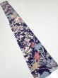 Photo5: 2E08z50  Japanese Kimono Crepe Silk  FABRIC Flowers Navy 59.1x6.9 (5)