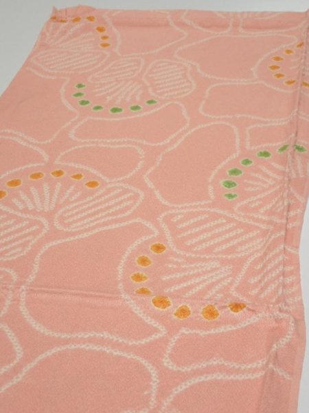 Photo3: 2E01z60 Vintage Japanese Kimono Silk  FABRIC Camellia Pink 41.7x14.4 (3)